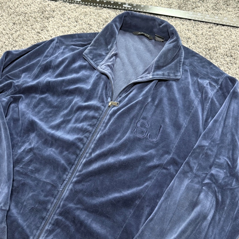 Vintage Sean John Velour Track Jacket Mens Blue Excellent Full Zip Y2K 2XL